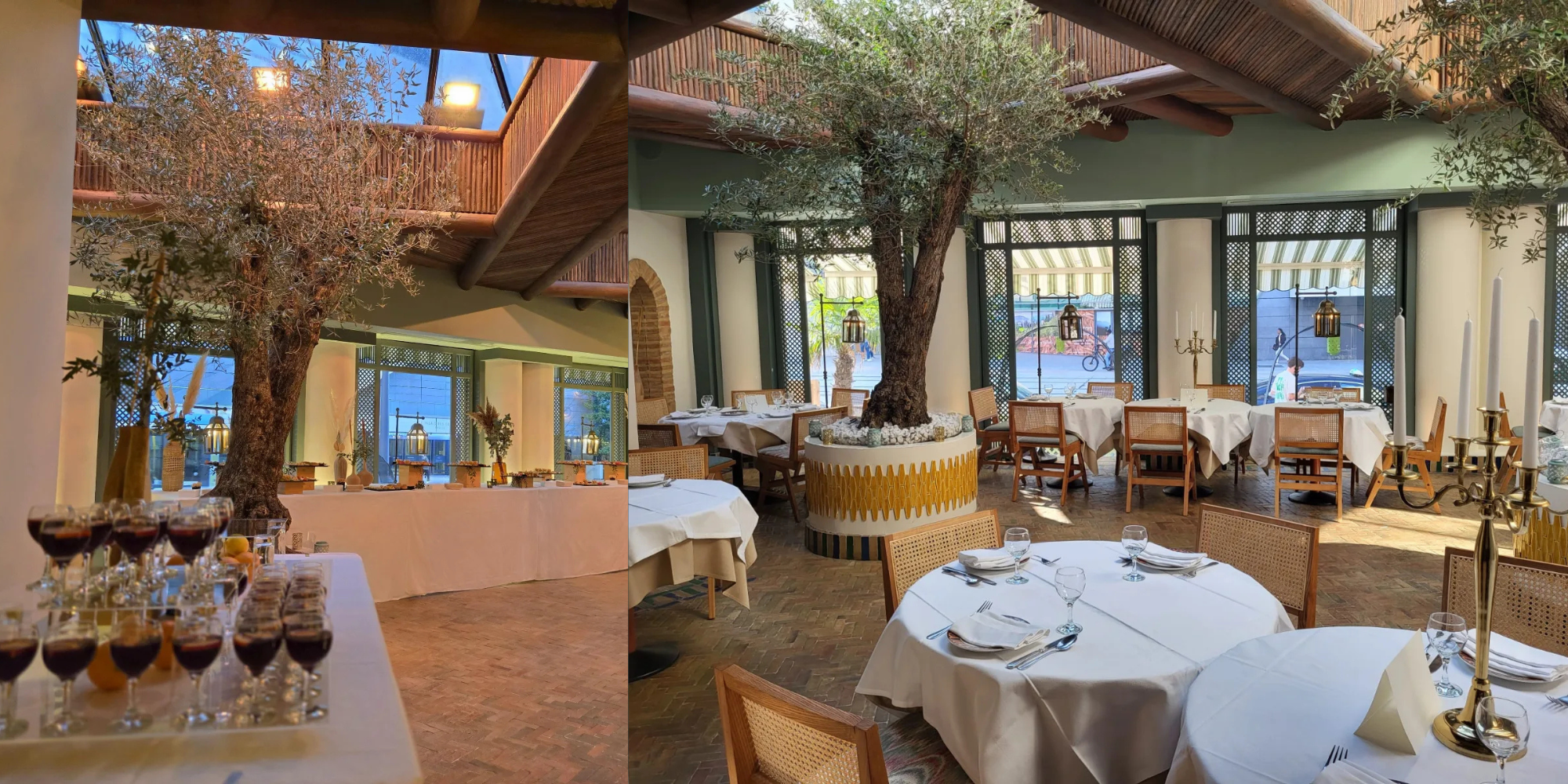 Moroccan restaurant with an olive tree atrium at Porte Maillot