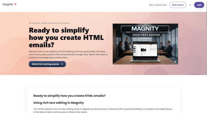 Want to explore the details of using AI guided rich text editing for HTML emails? Explore our knowledge base article to get an in depth description. thumbnail