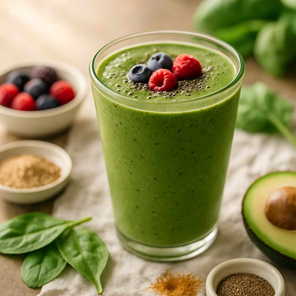 Berry Green Protein Power Smoothie | DishGen Recipe