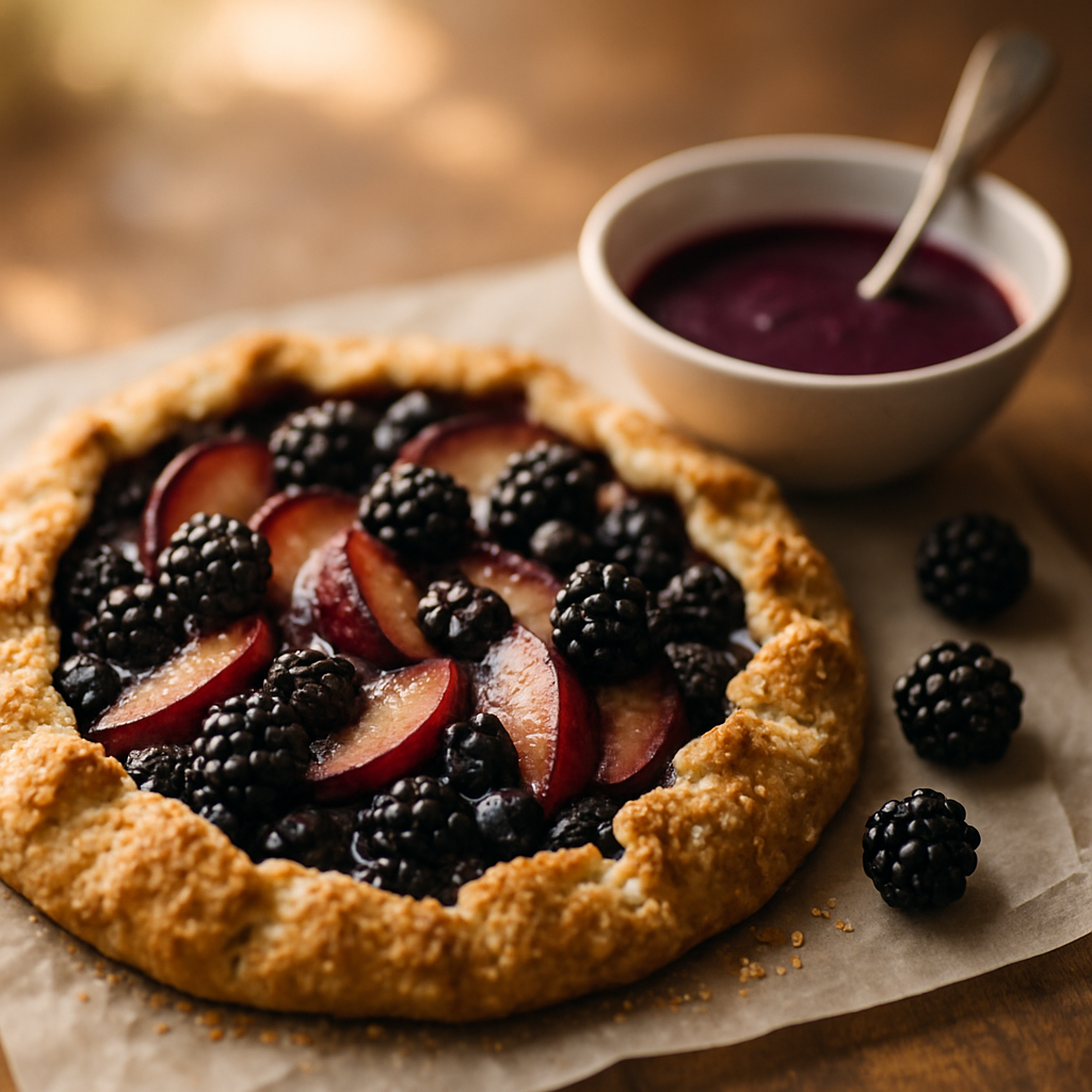 Plum &amp; Blackberry Galette  | DishGen Recipe