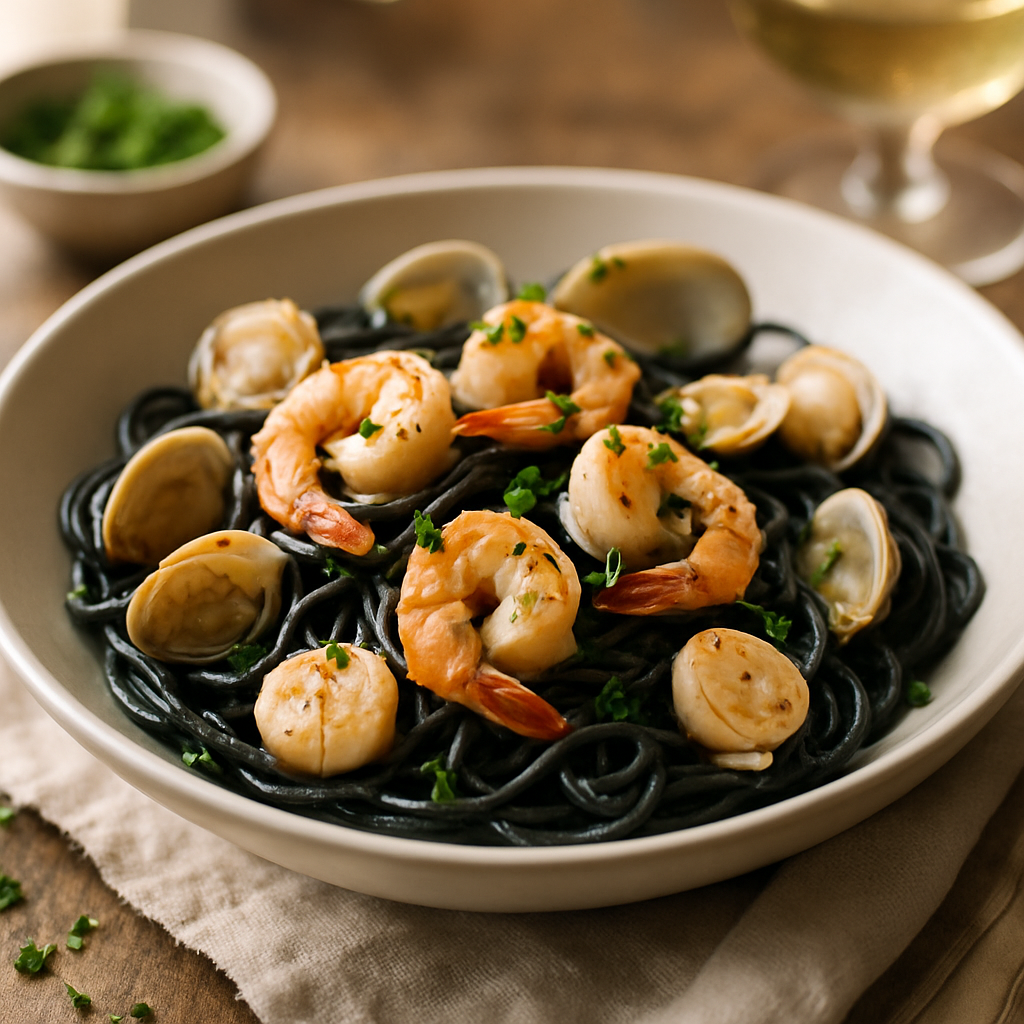 Black Pearl Seafood Pasta | DishGen Recipe