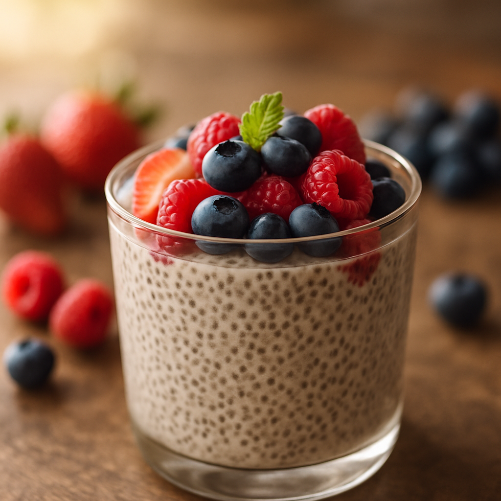 Creamy Chia Seed Pudding with Fresh Berries | DishGen Recipe