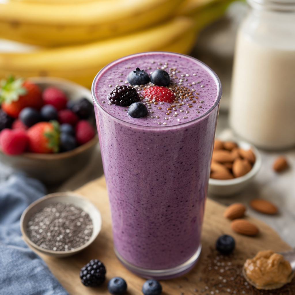 Berry Blast Vegan Protein Smoothie | DishGen Recipe
