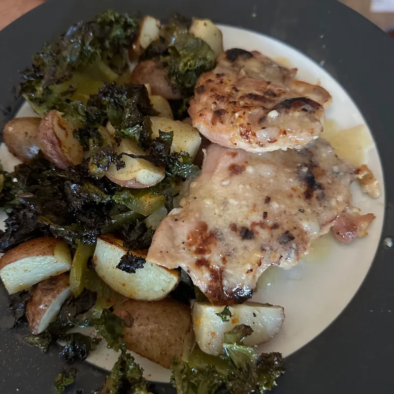 Citrus Glazed Chicken with Kale and Potato Medley image