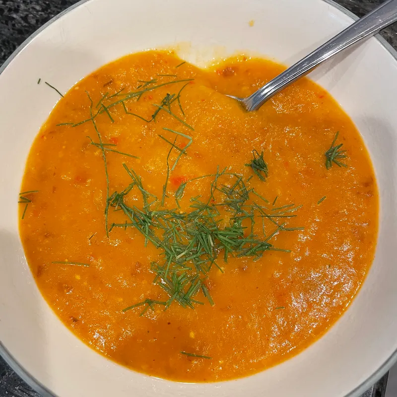 Roasted Red Pepper and Potato Soup image