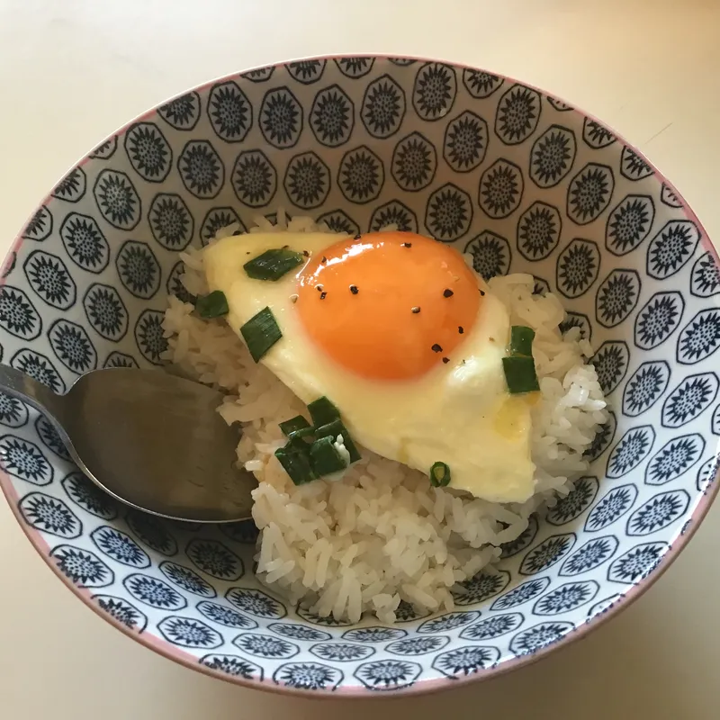 Spring Onion Fried Eggs with Buttered Fish Sauce Rice image