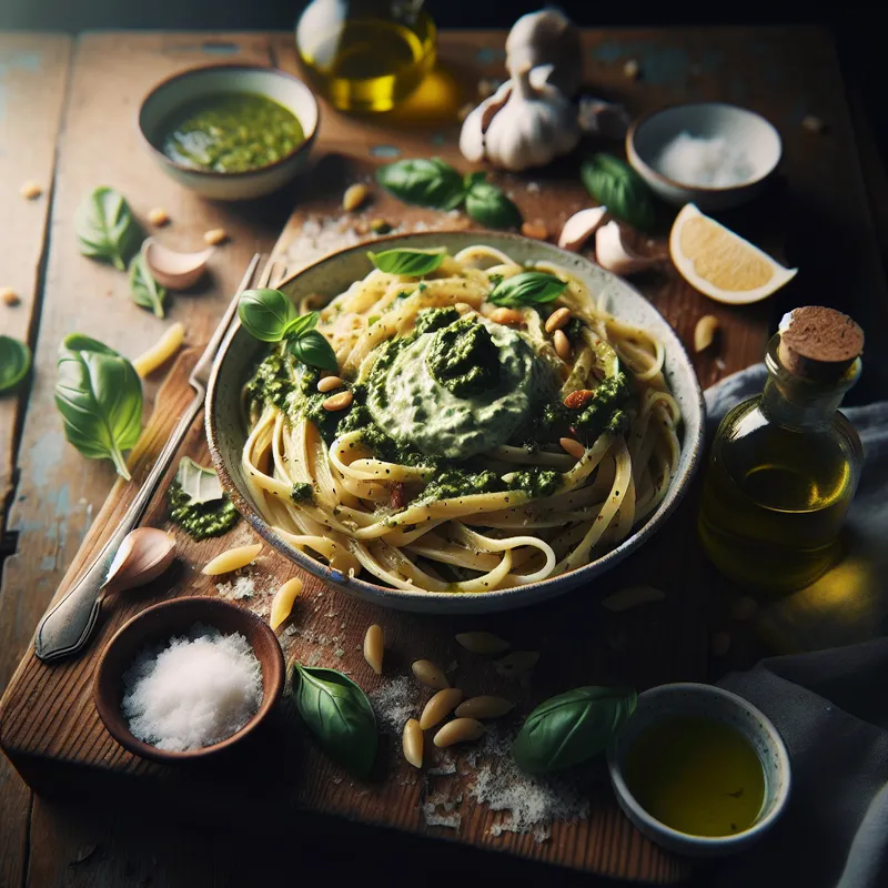 Creamy Hummus Pesto Pasta image