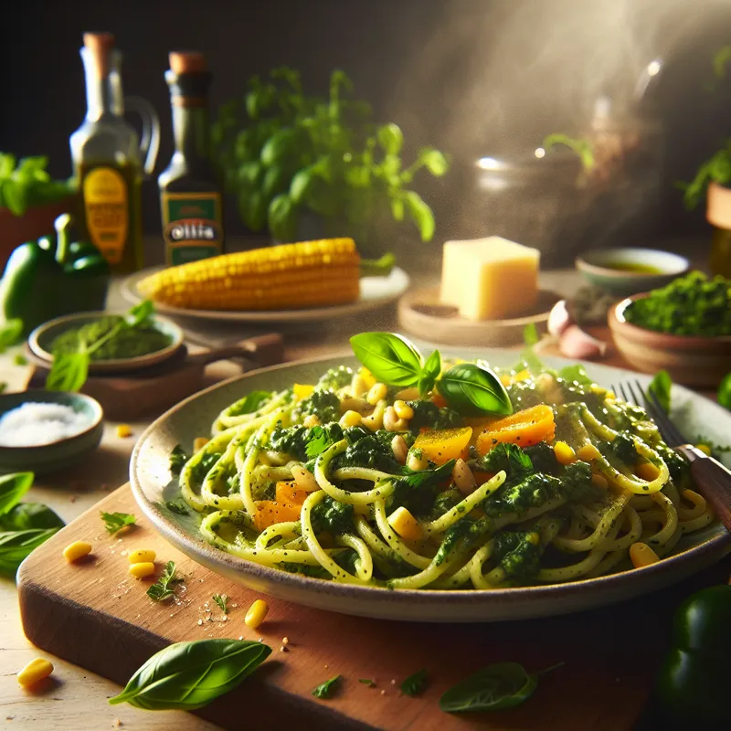 Irish Herb Pesto Pasta with a Pot o' Gold Twist image