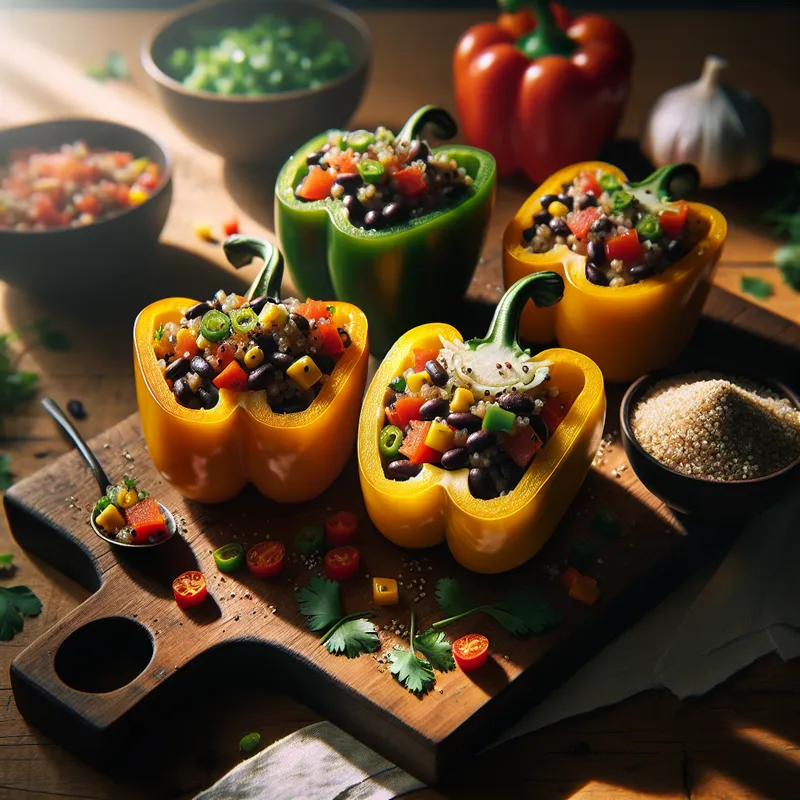 Savory Traverse Bay Farms Black Bean Salsa Stuffed Bell Peppers image