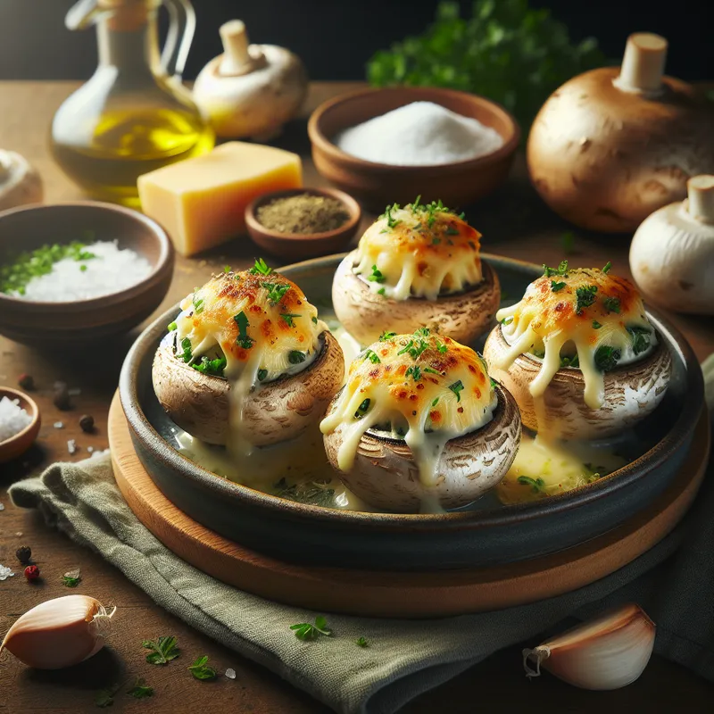 Cheesy Herb Stuffed Mushrooms with a Twist image