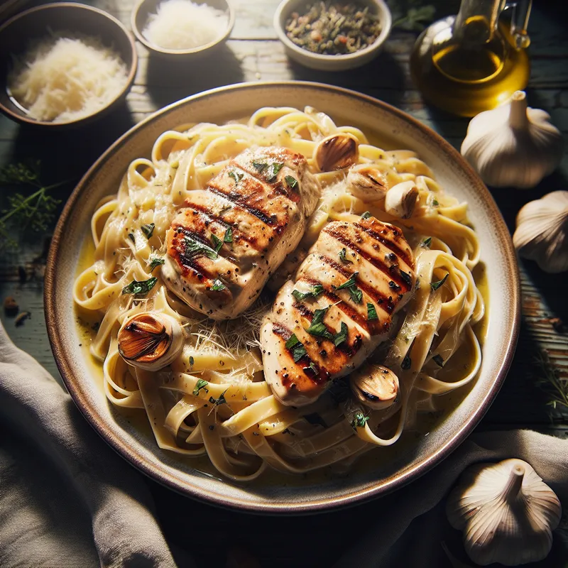 Creamy Garlic Chicken Fettuccine image