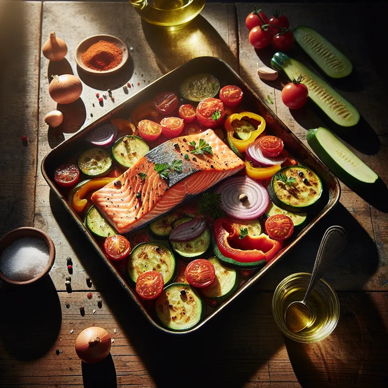 Succulent Salmon Veggie Bake image