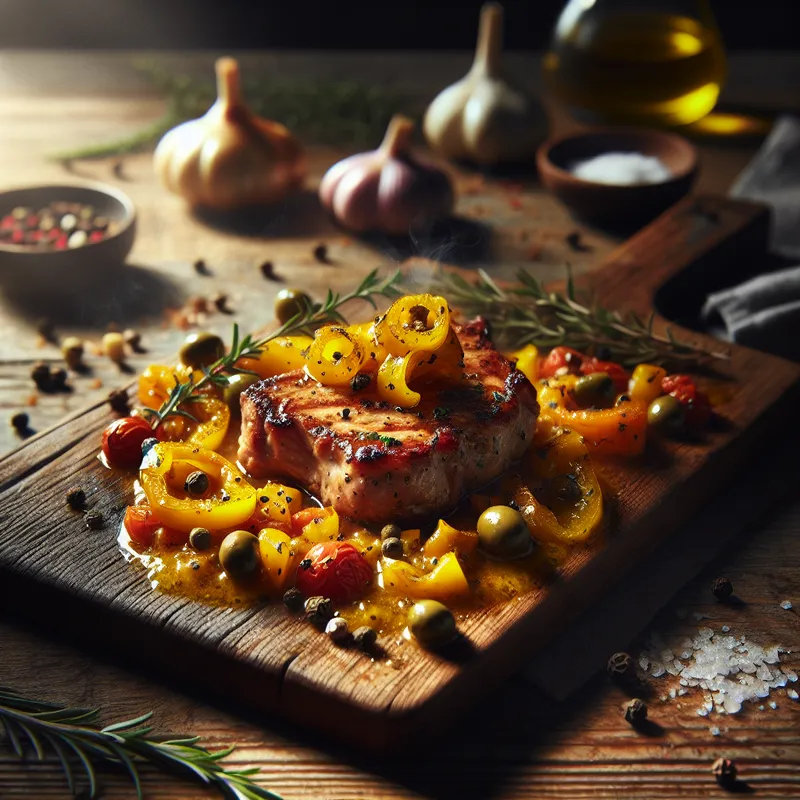 Sizzling Pork Chop with Pepper Puttanesca image