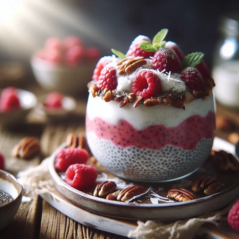 Raspberry Chia Pudding with Coconut Cream image