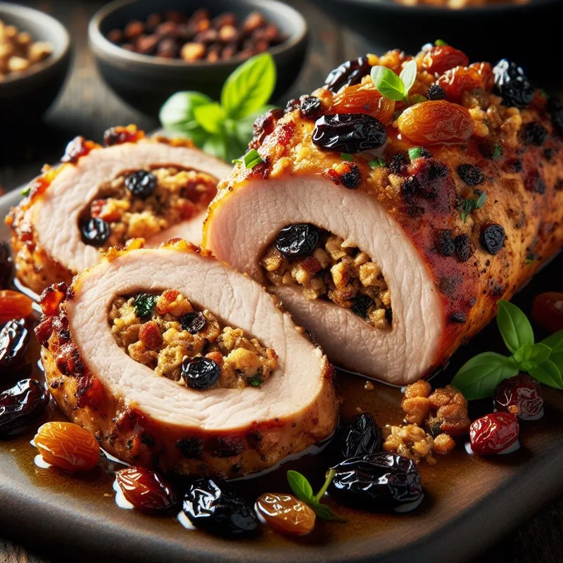 Savory Raisin Stuffed Pork Tenderloin image