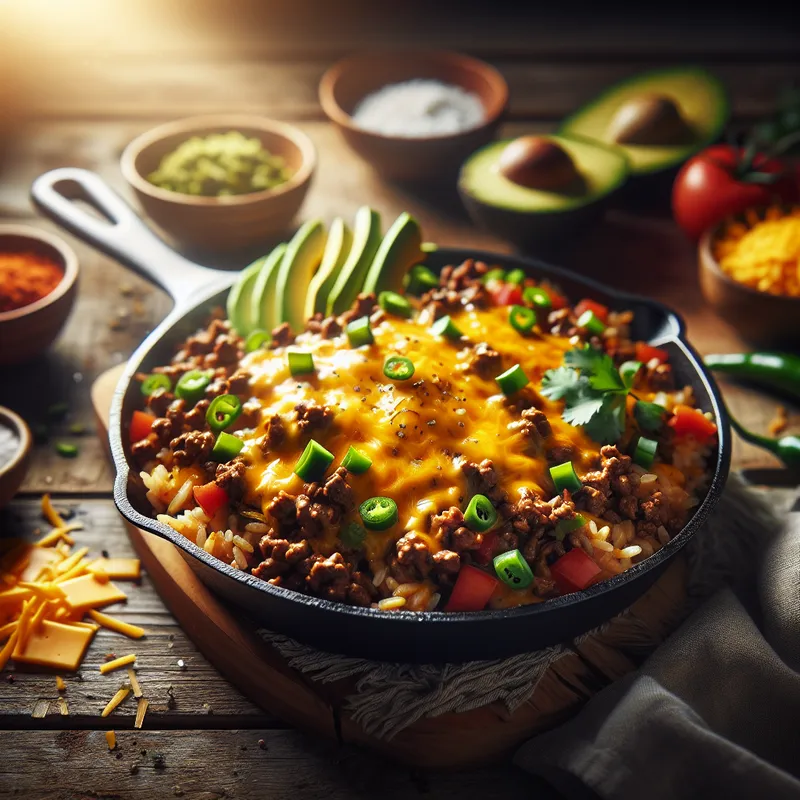 Cheesy Beef Rice Skillet image