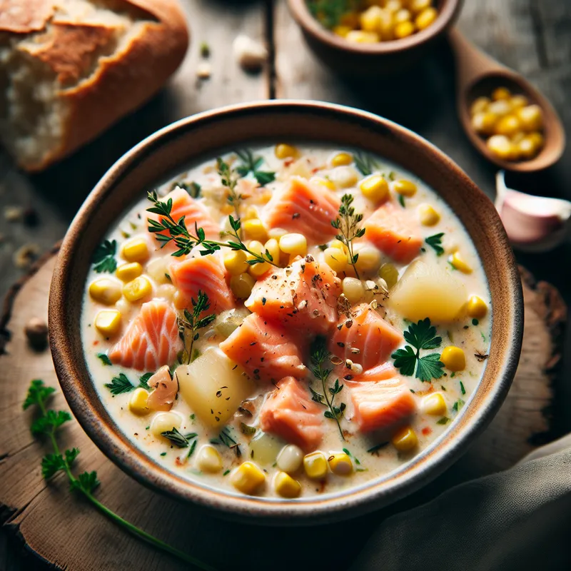 Creamy Salmon and Corn Chowder image