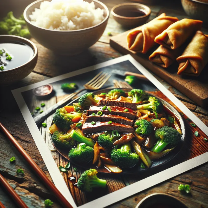 Flavorful Beef and Broccoli with Crispy Egg Rolls image