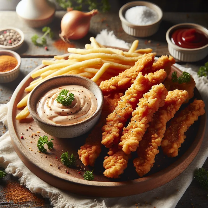 Crispy Chicken Strips with Creamy French Dip image