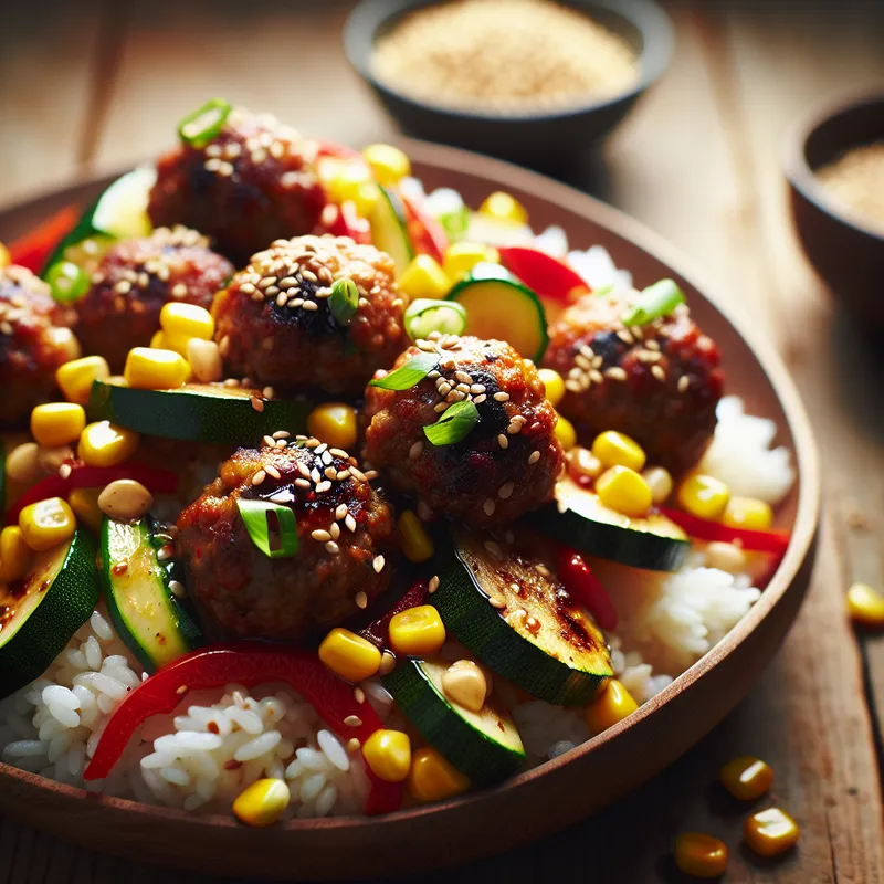 Mongolian Meatballs and Veggies image