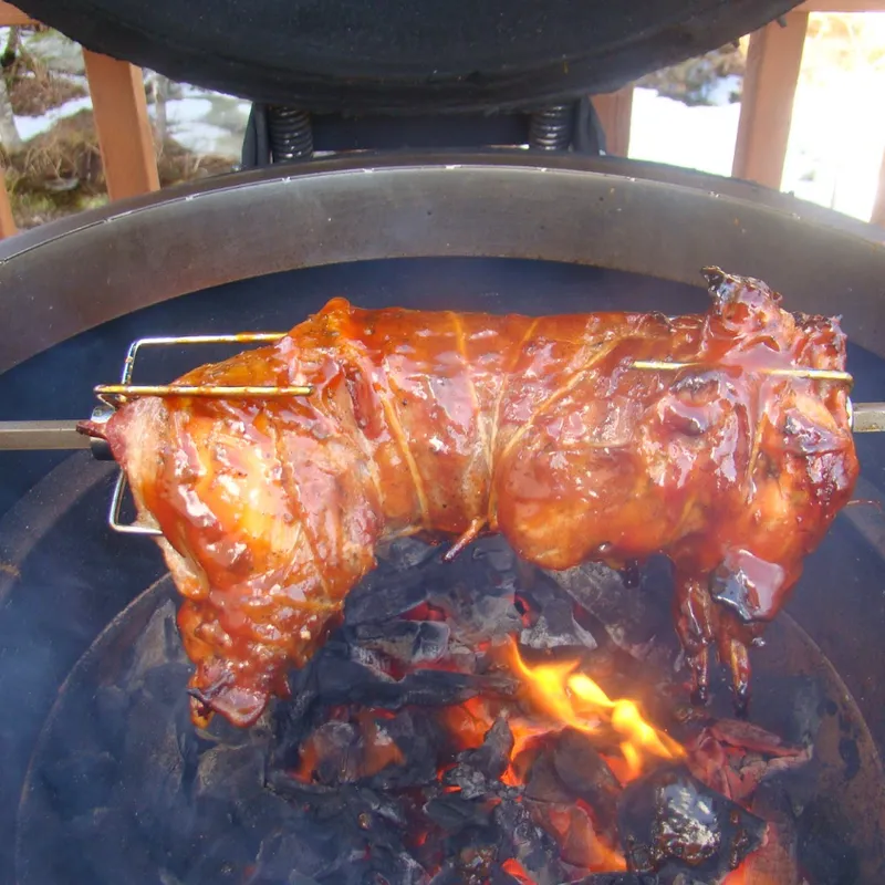 Savory Rotisserie Rabbit with Herb Marinade image