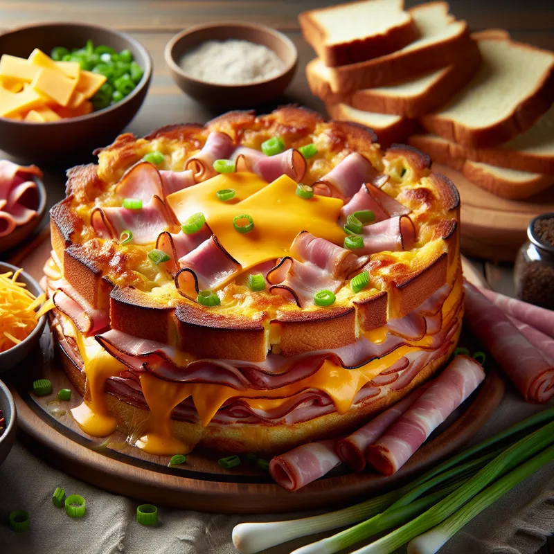 Savory Ham and Cheddar Strata | DishGen Recipe