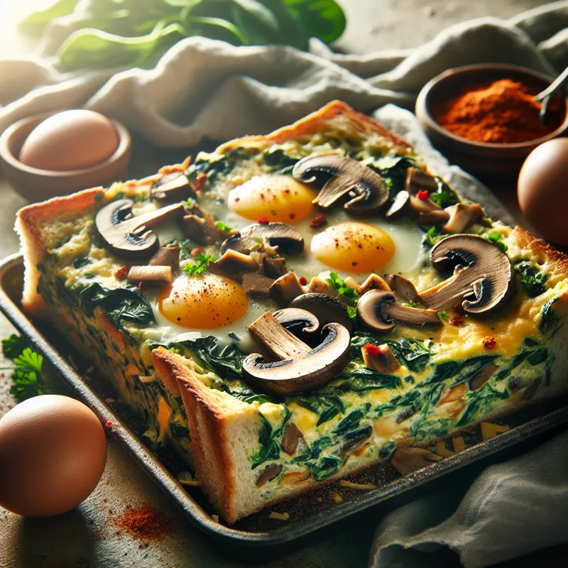 Savory Spinach-Mushroom Strata | DishGen Recipe