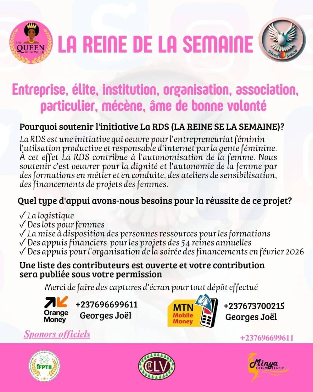 Pourquoi soutenir l'initiative "Reine de la semaine"