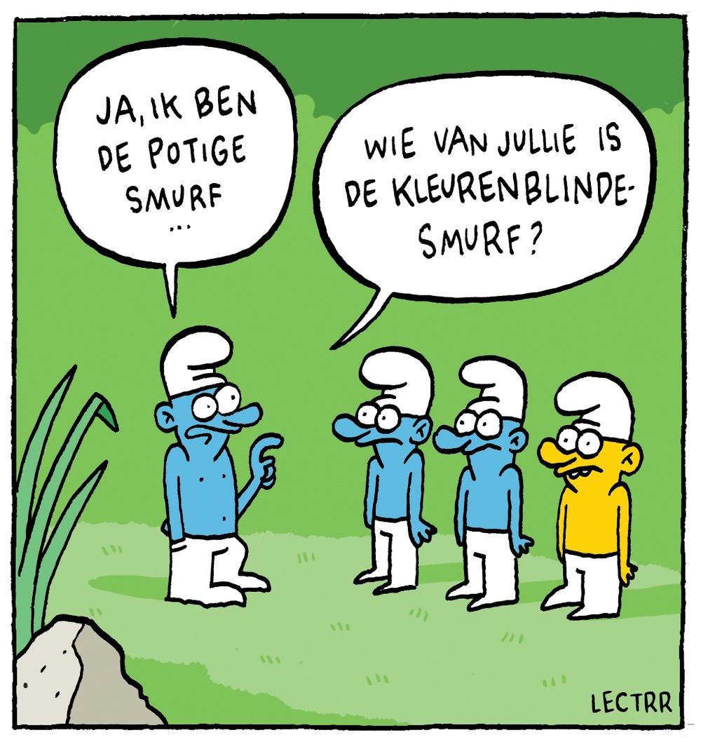 Kleurenblinde smurf