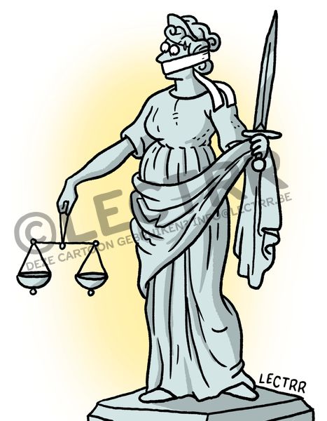 Vrouwe Justitia gemuilkorfd