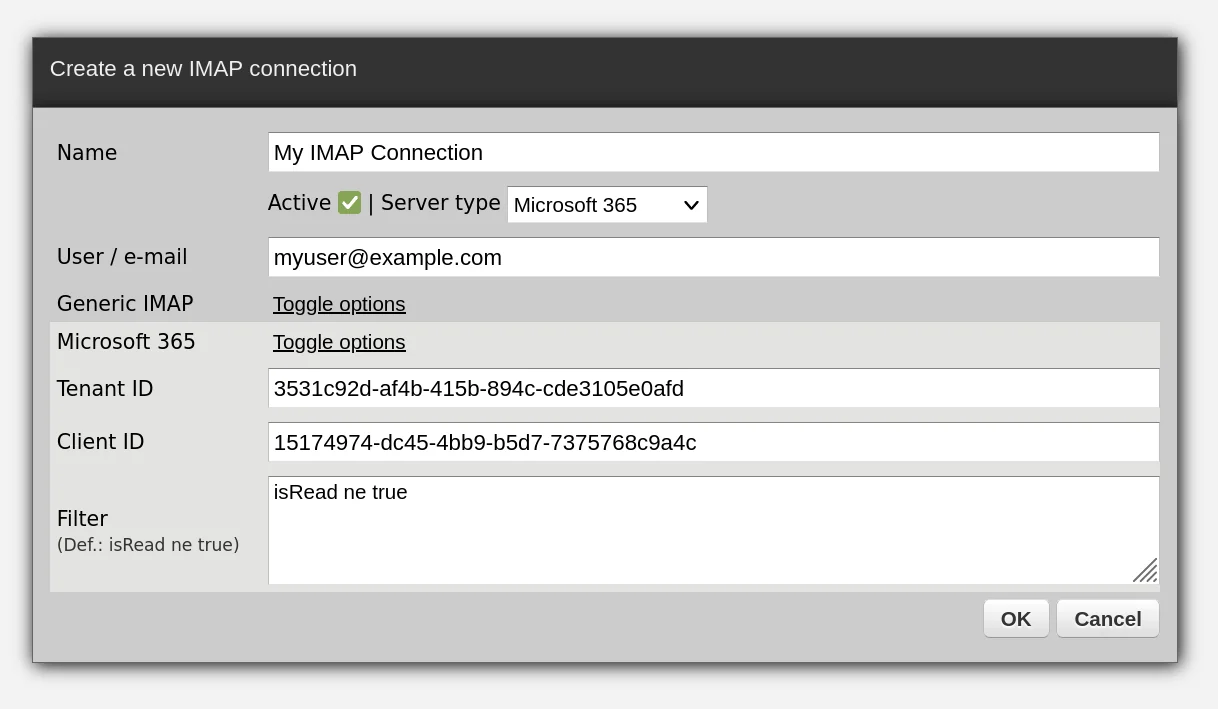 Creating IMAP connections in Zato Dashboard