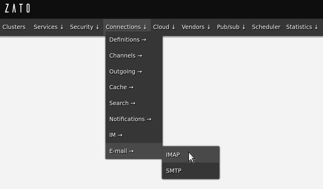 IMAP connections in Zato Dashboard