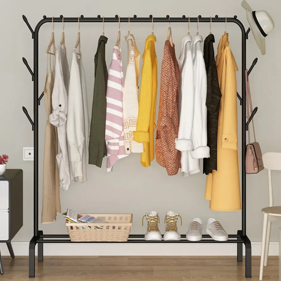 Spacious Coat Stand Wardrobe Clothing Rack with Chest of Drawers (Oak)