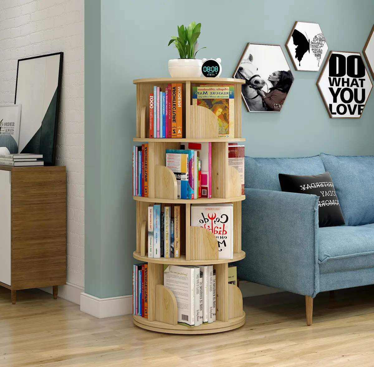 Sanctuary 360-degree Rotatory 5 Tier Bookshelf Display Shelf Bookcase ...