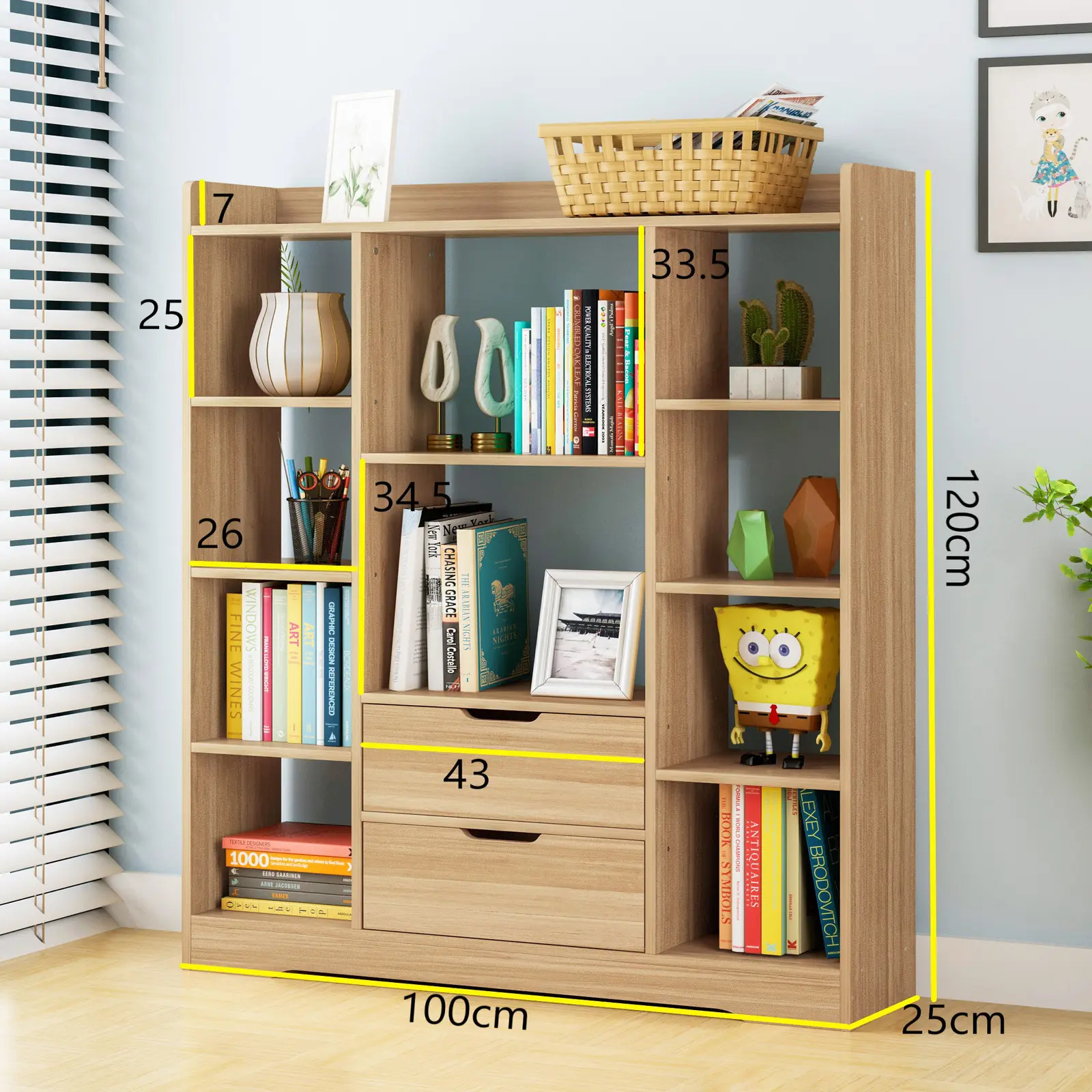 Eden Wardrobe Cupboard Bookshelf with Drawer Furniture Oak