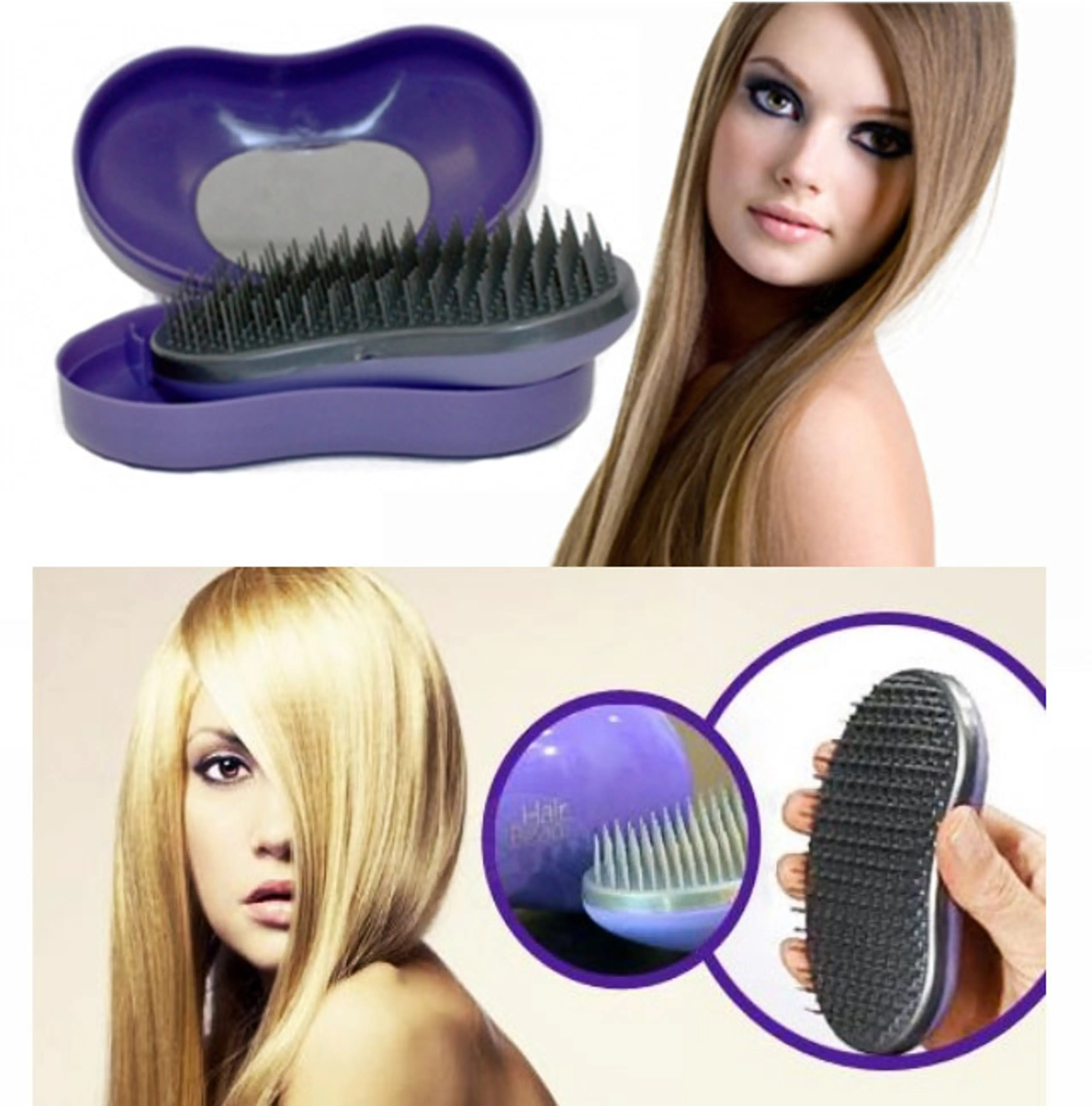 Hair Detangle Bean Brush In Case