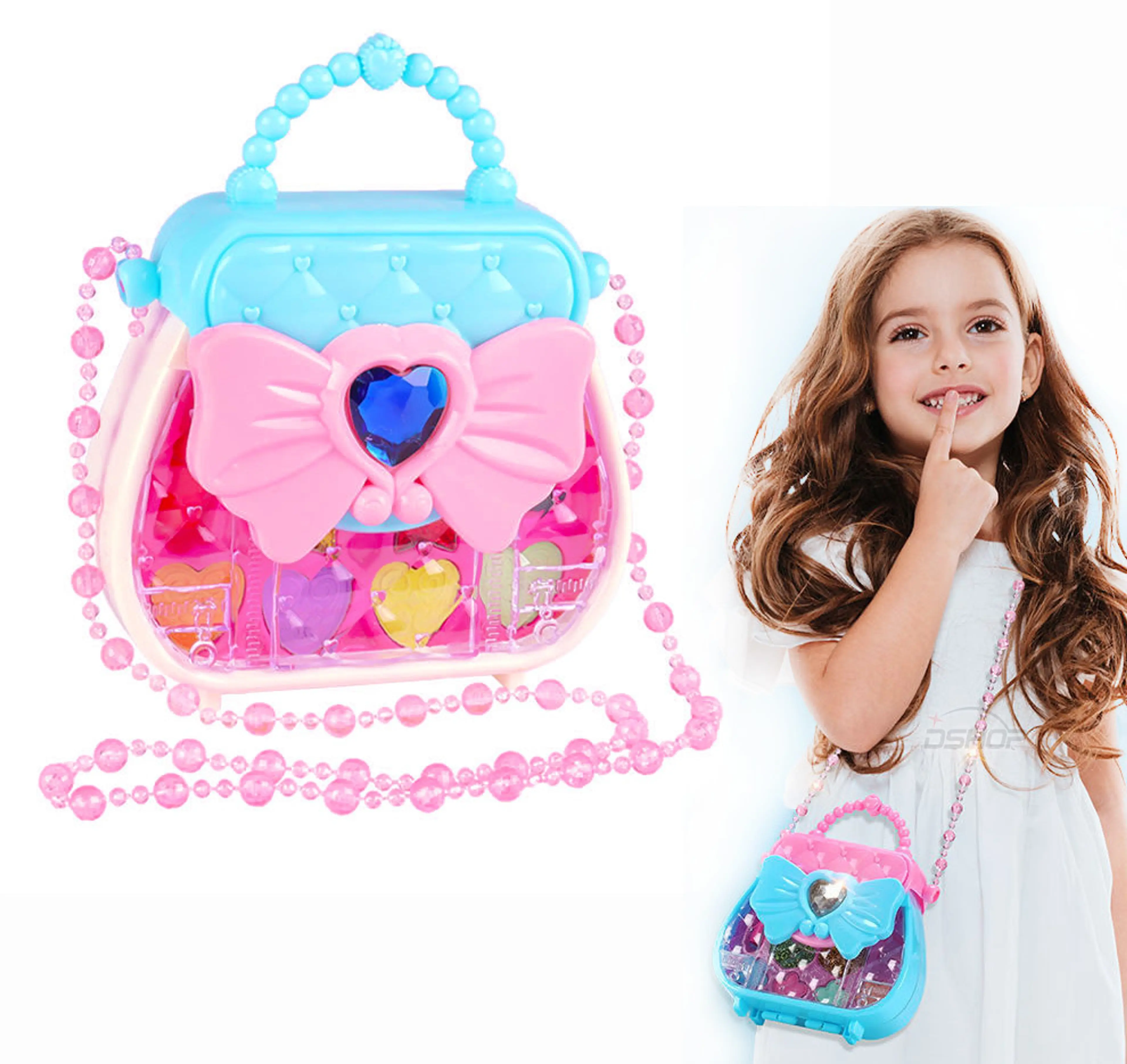 Beauty Princess Girl's Makeup Play Set Bag with Chain 