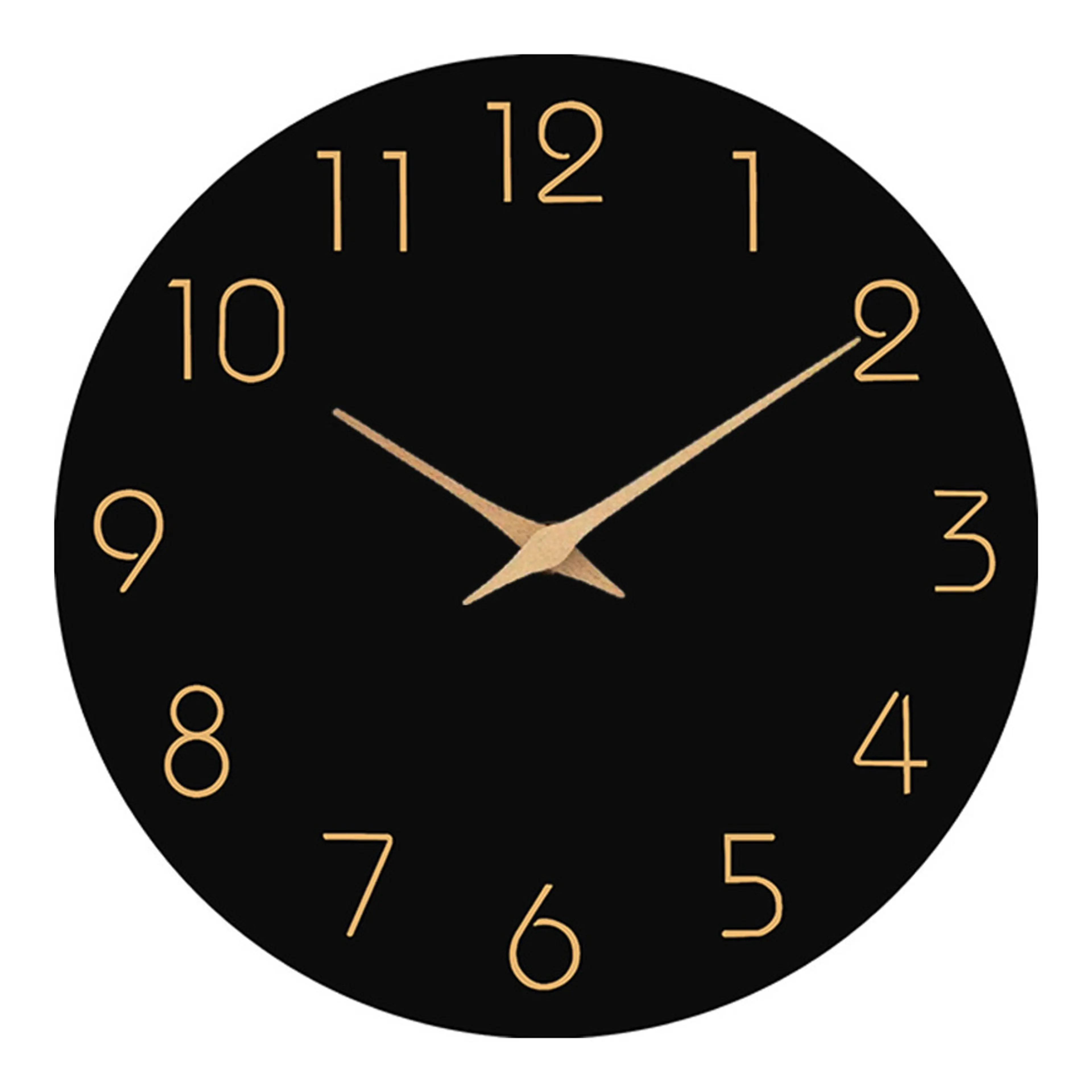 Minimalist Wooden Home Decor Black Wall Clock 