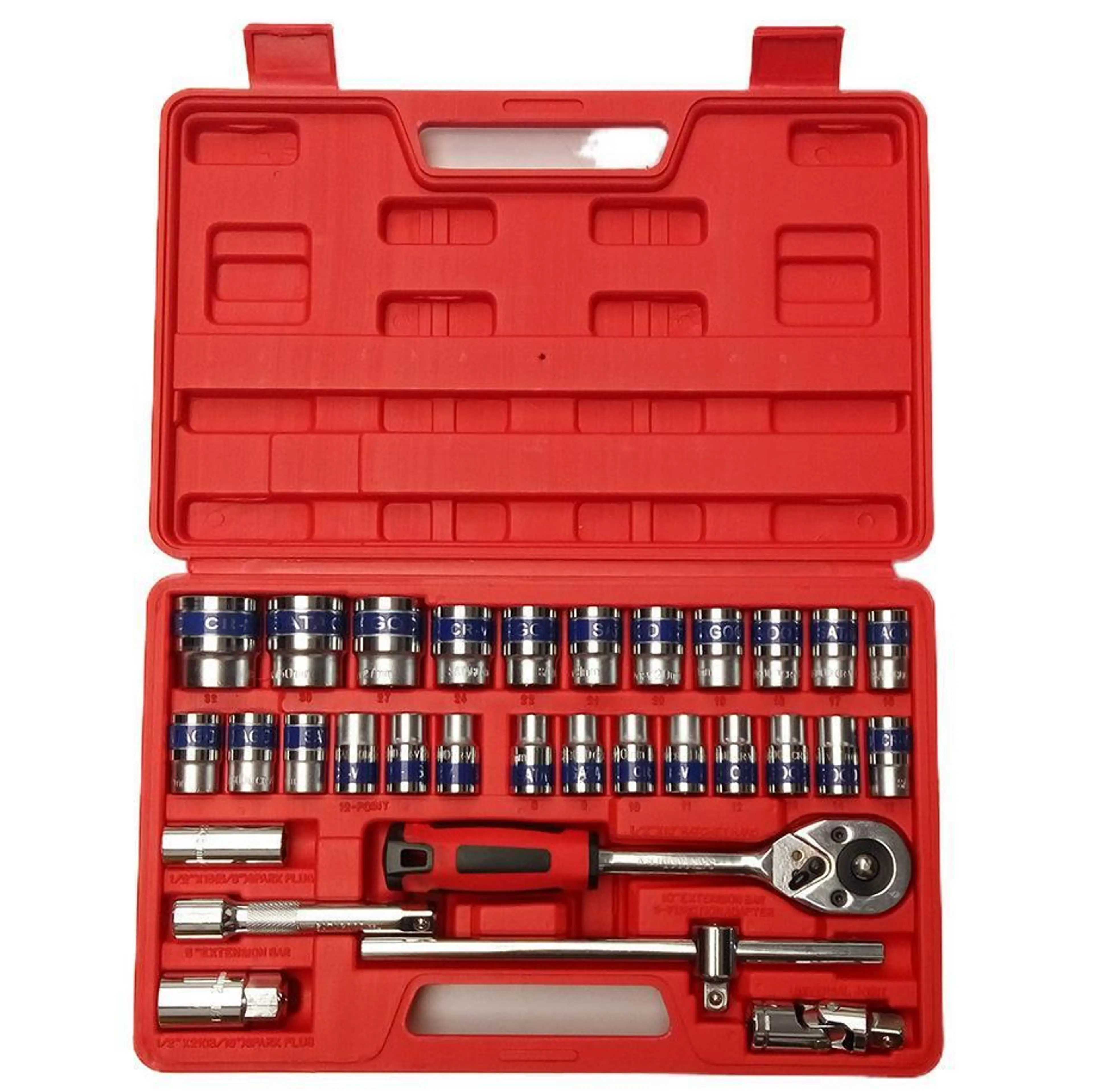 32-Piece 1/2" Drive Ratchet Socket Wrench Mechanics Tool Set