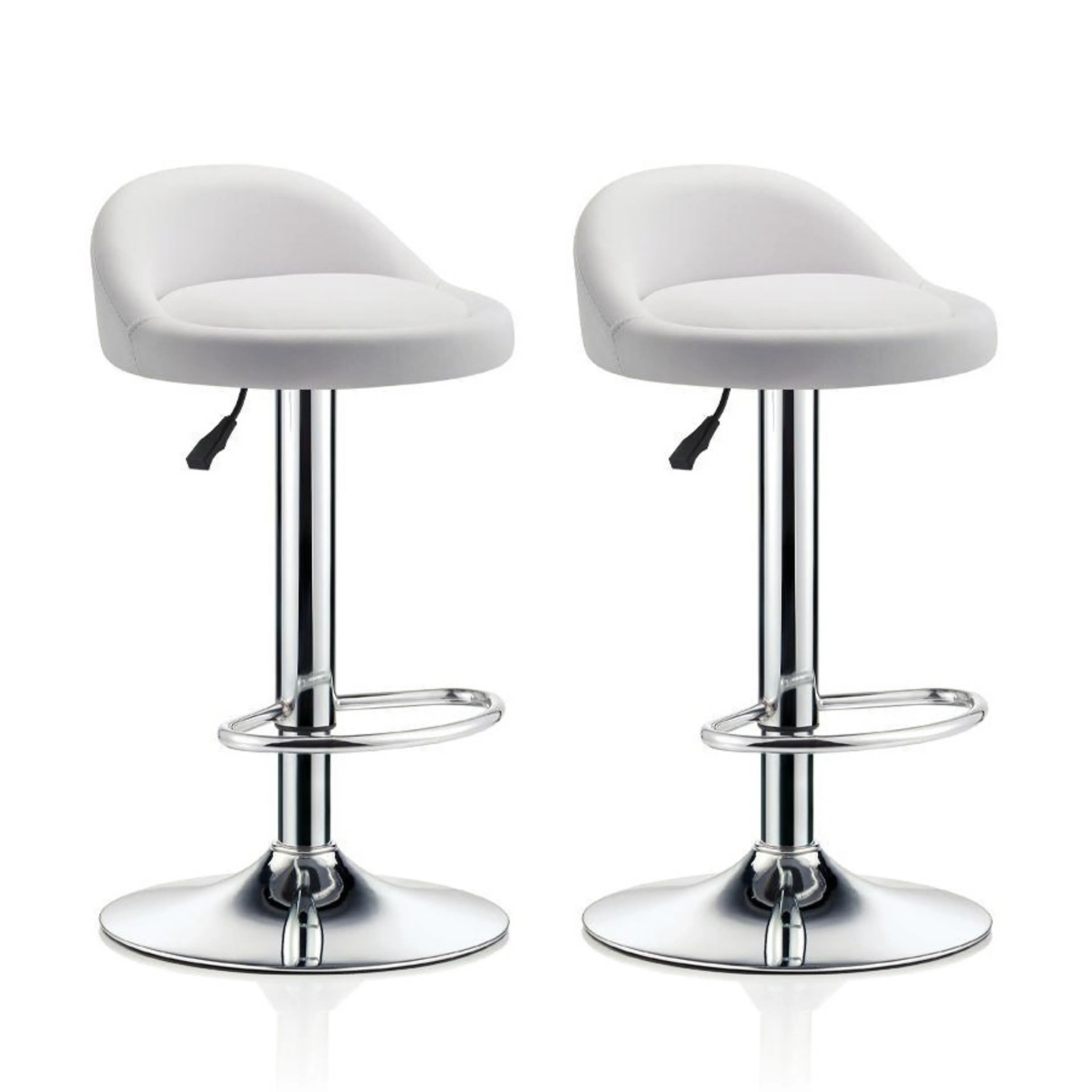 2 x  Varossa PU Leather Bar Stools (White - Set of 2)