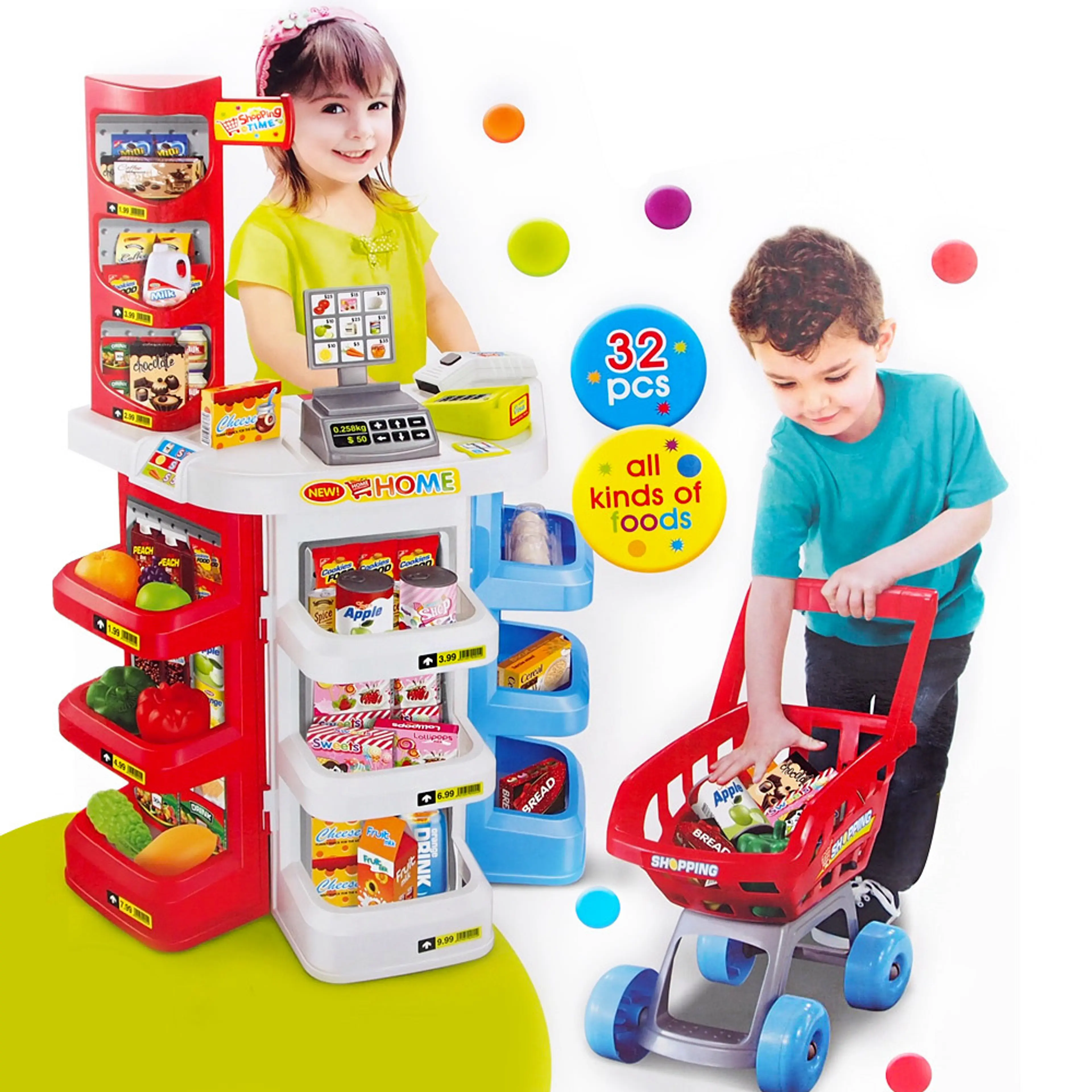 Deluxe Supermarket Toy Set with Shopping Trolley