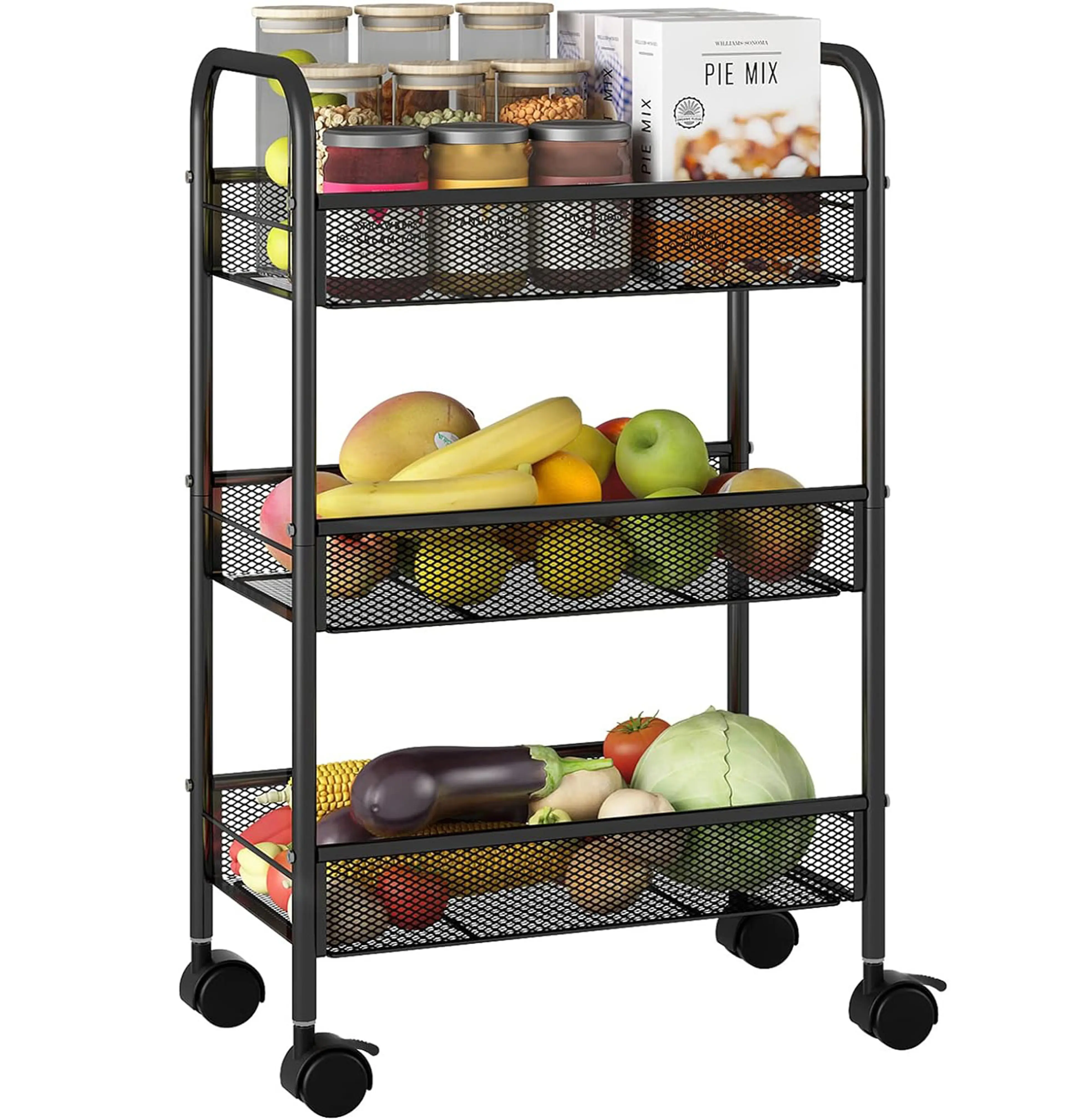 3 Tier Steel Multipurpose Storage Shelf Utility Cart Kitchen Trolley 