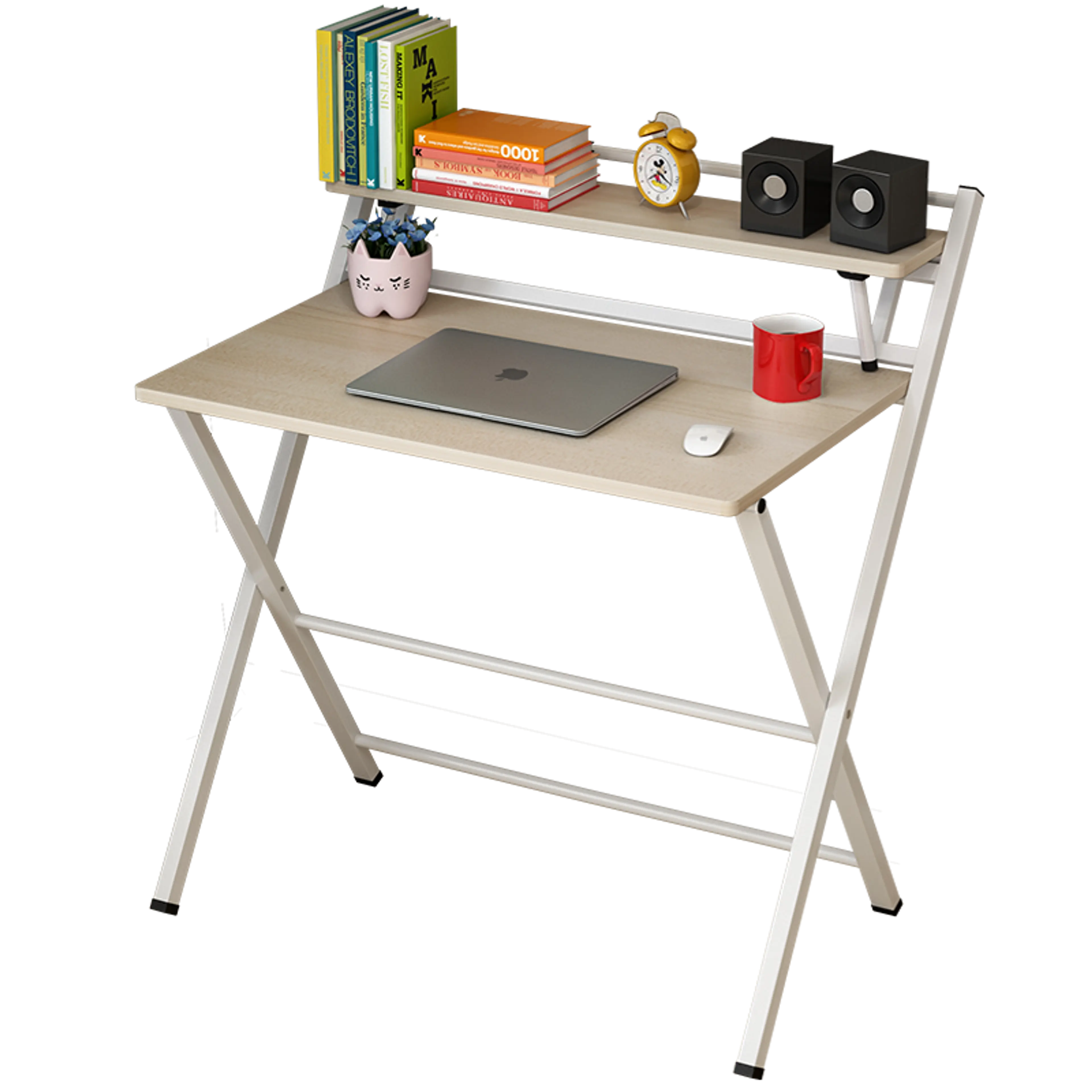 Express Folding Desk with Shelf (White)