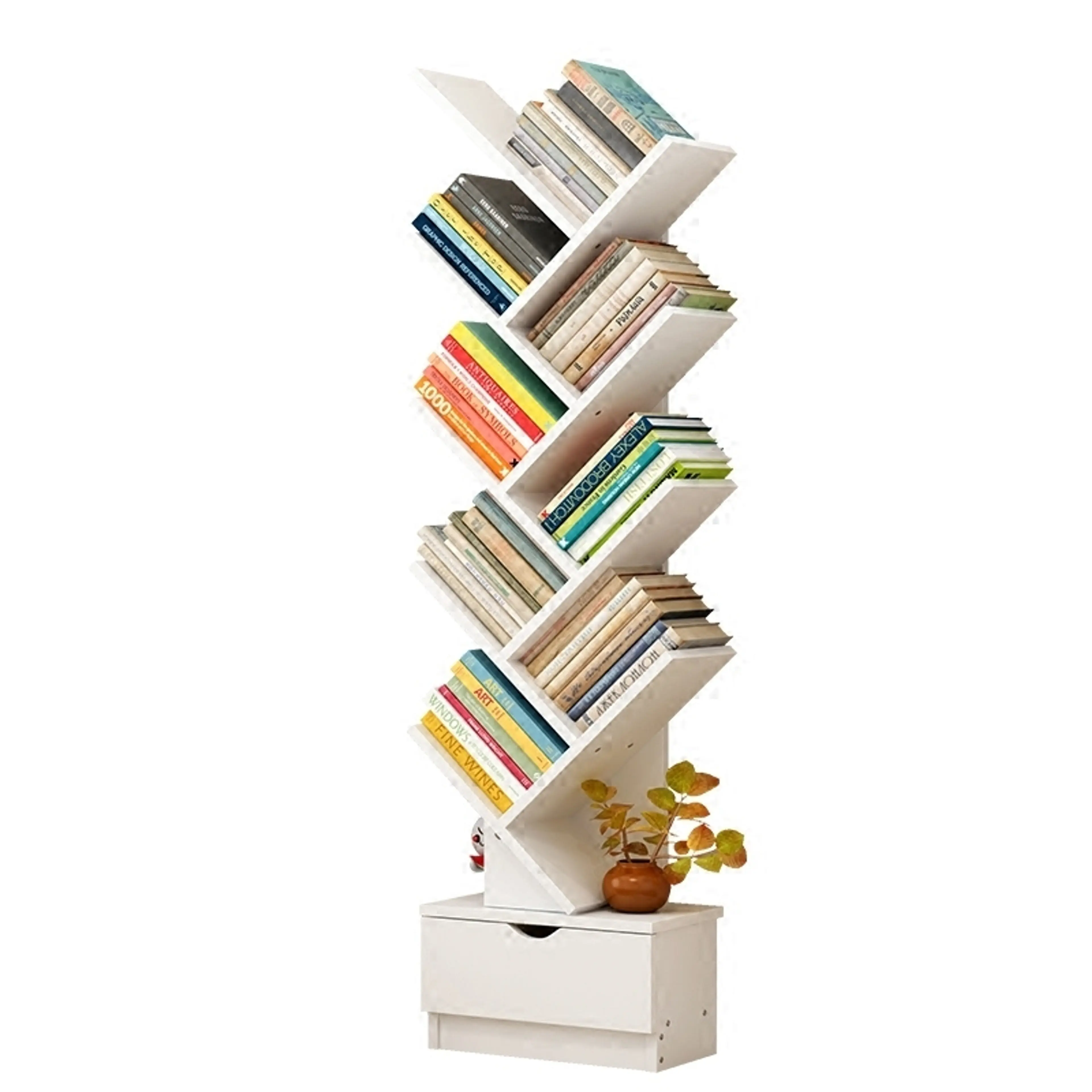 Resort 10 Shelving Bookshelf Display Cabinet Shelf Bookcase Organizer (White)