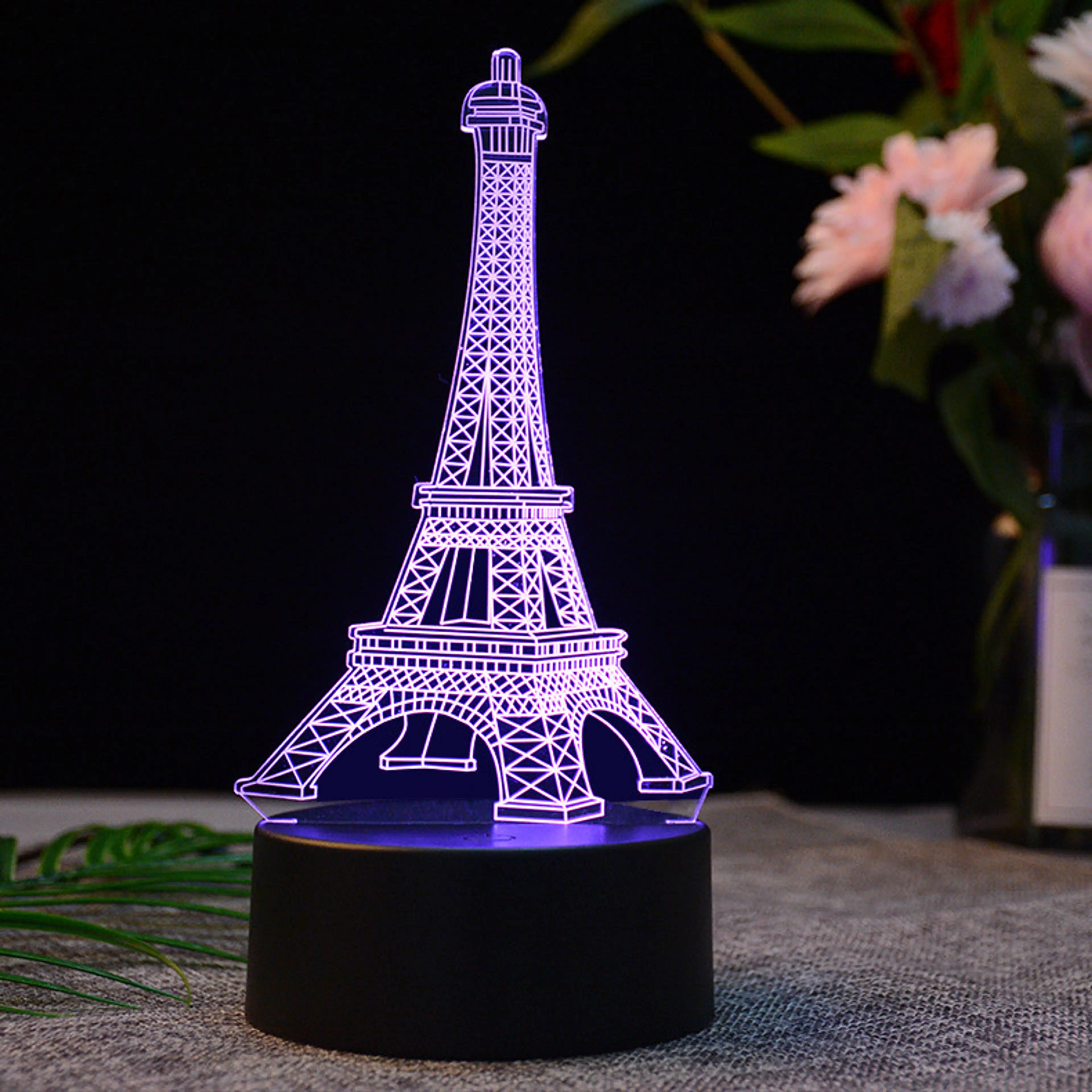 3D Eiffel Tower LED Colour-Changing Night Light Lamp