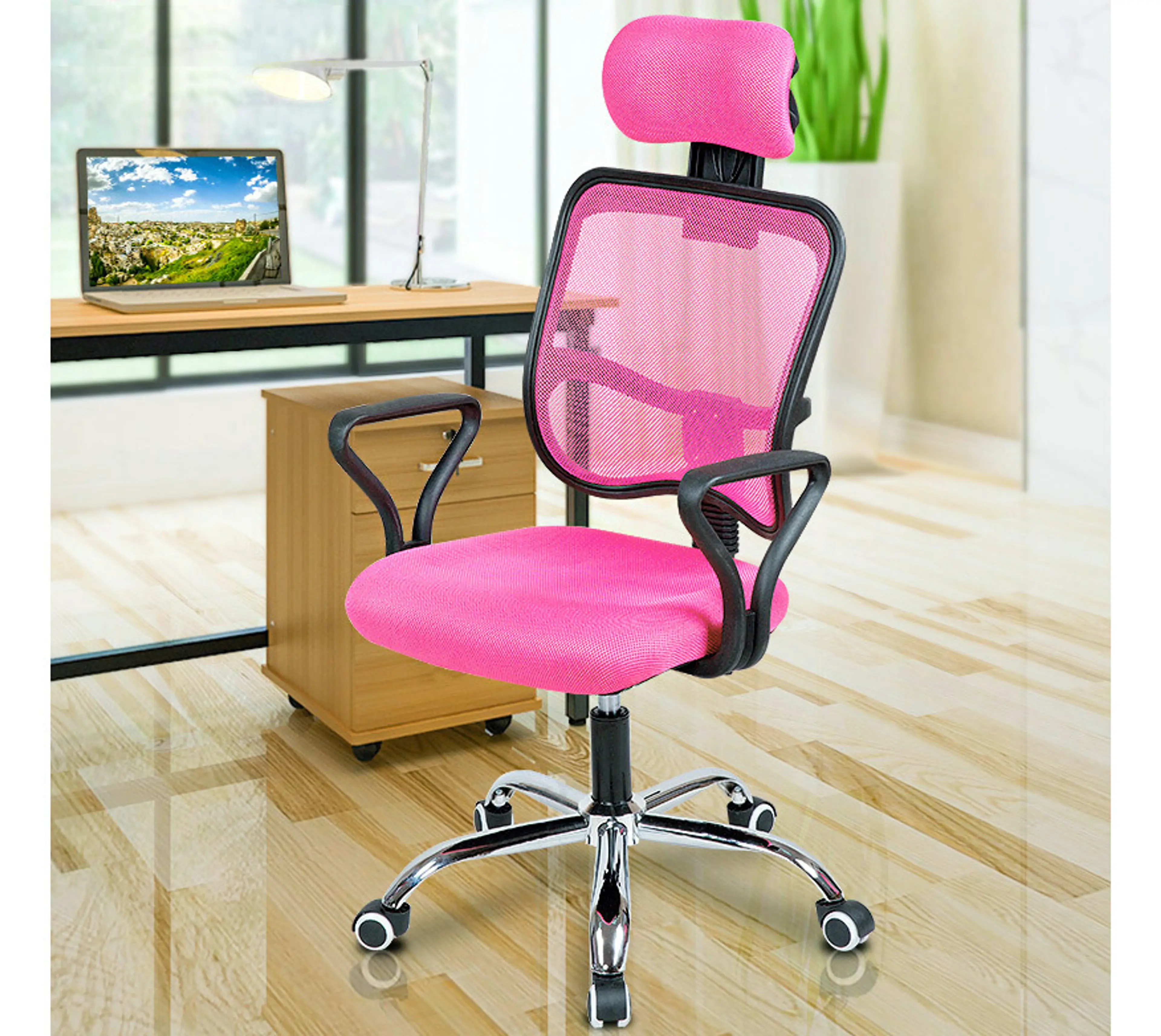 Advanced High Back Deluxe Ergonomic Office Chair (Pink)