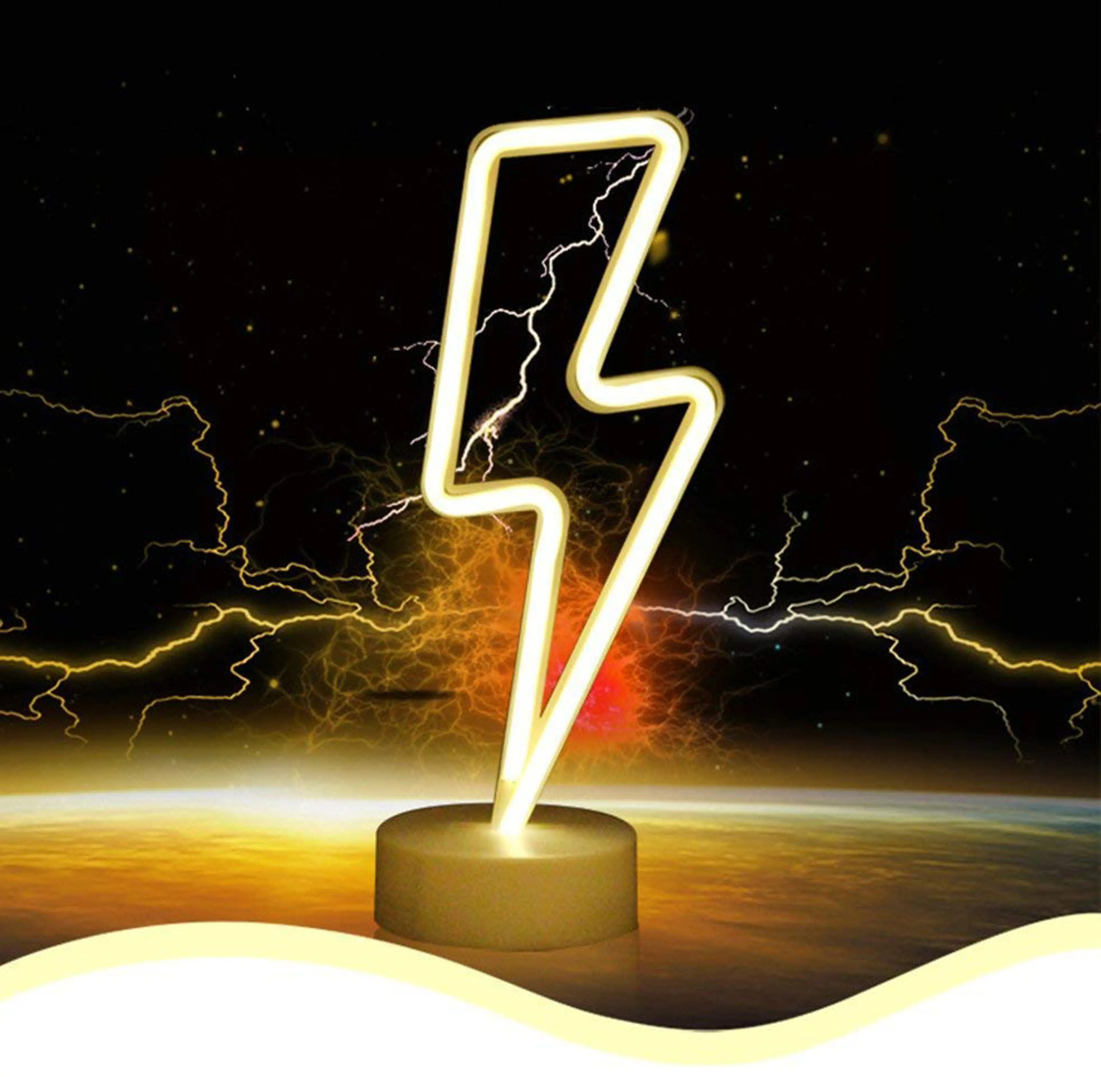 Lightening Bolt Neon LED Night Light Lamp