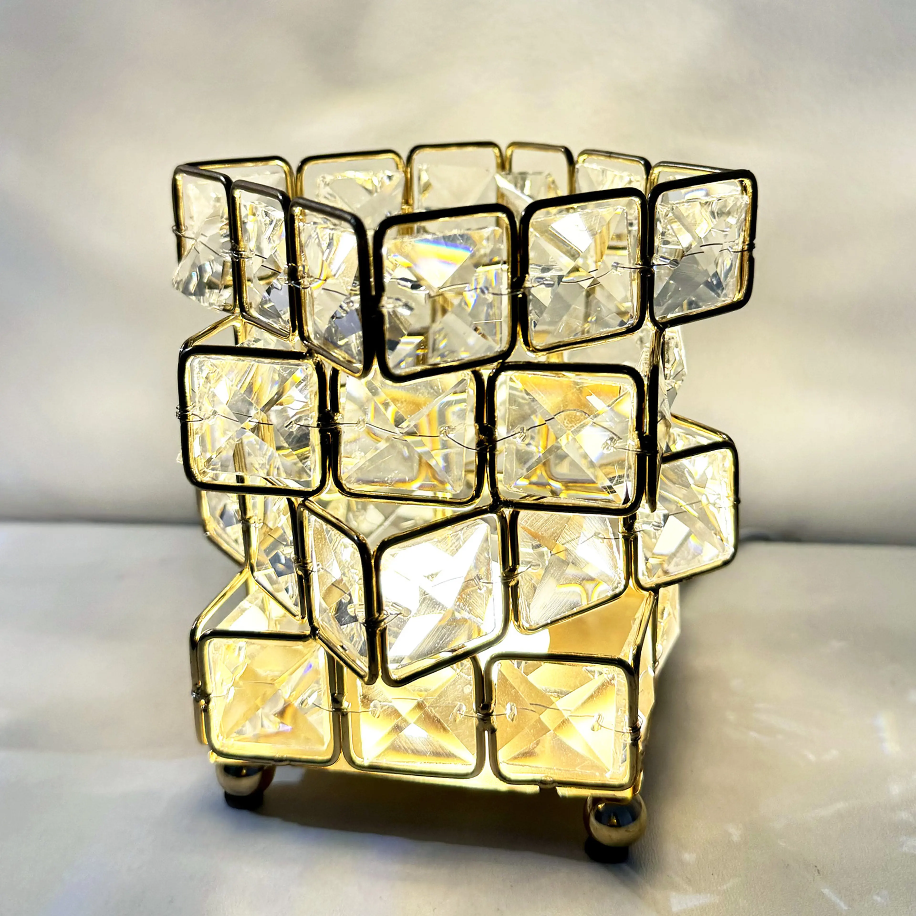 Diamond Crystal Geometric Rubik’s Cube Table Lamp LED Decorative Night Light