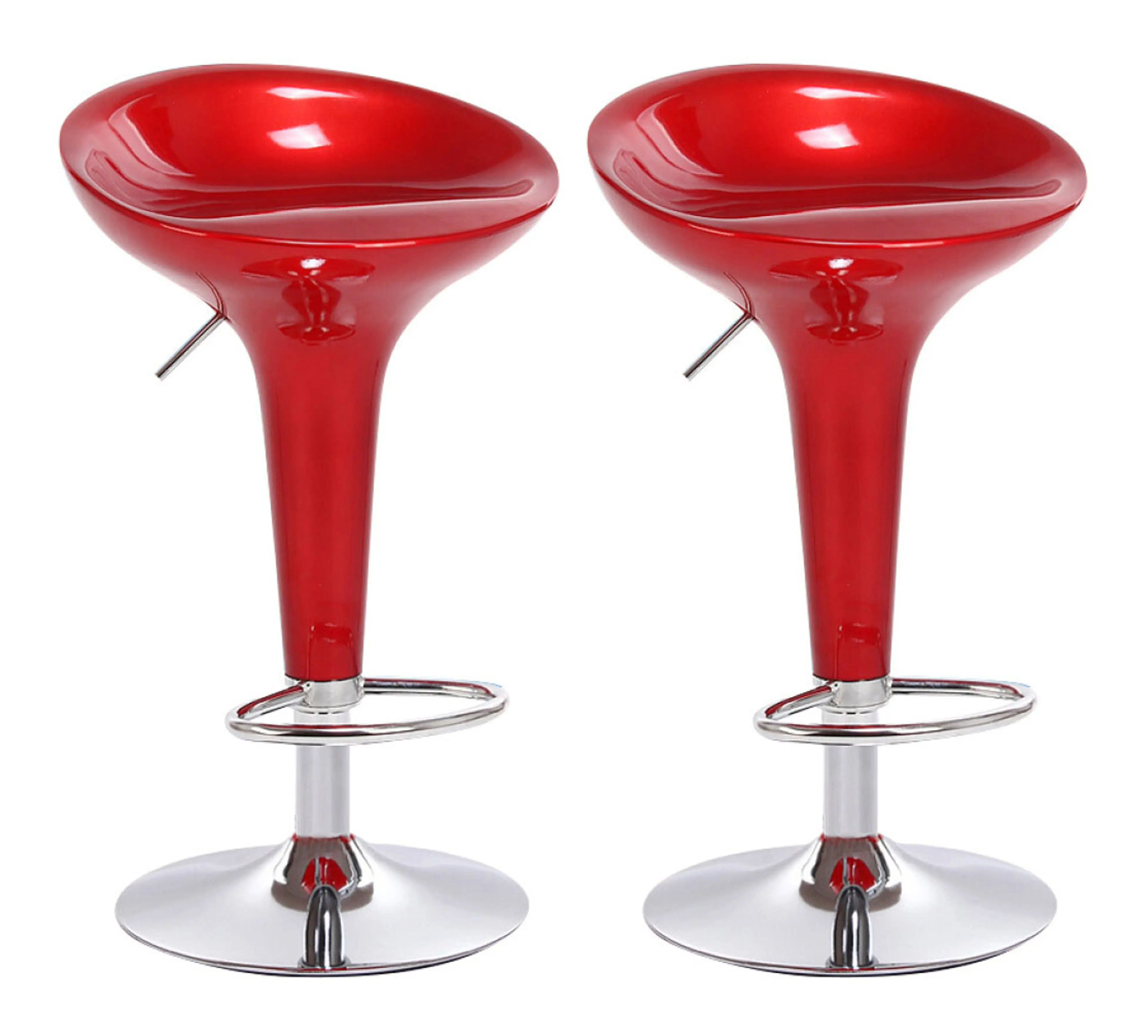 2 x  Ace High Gloss Designer Bar Stools (Red - Set of 2)