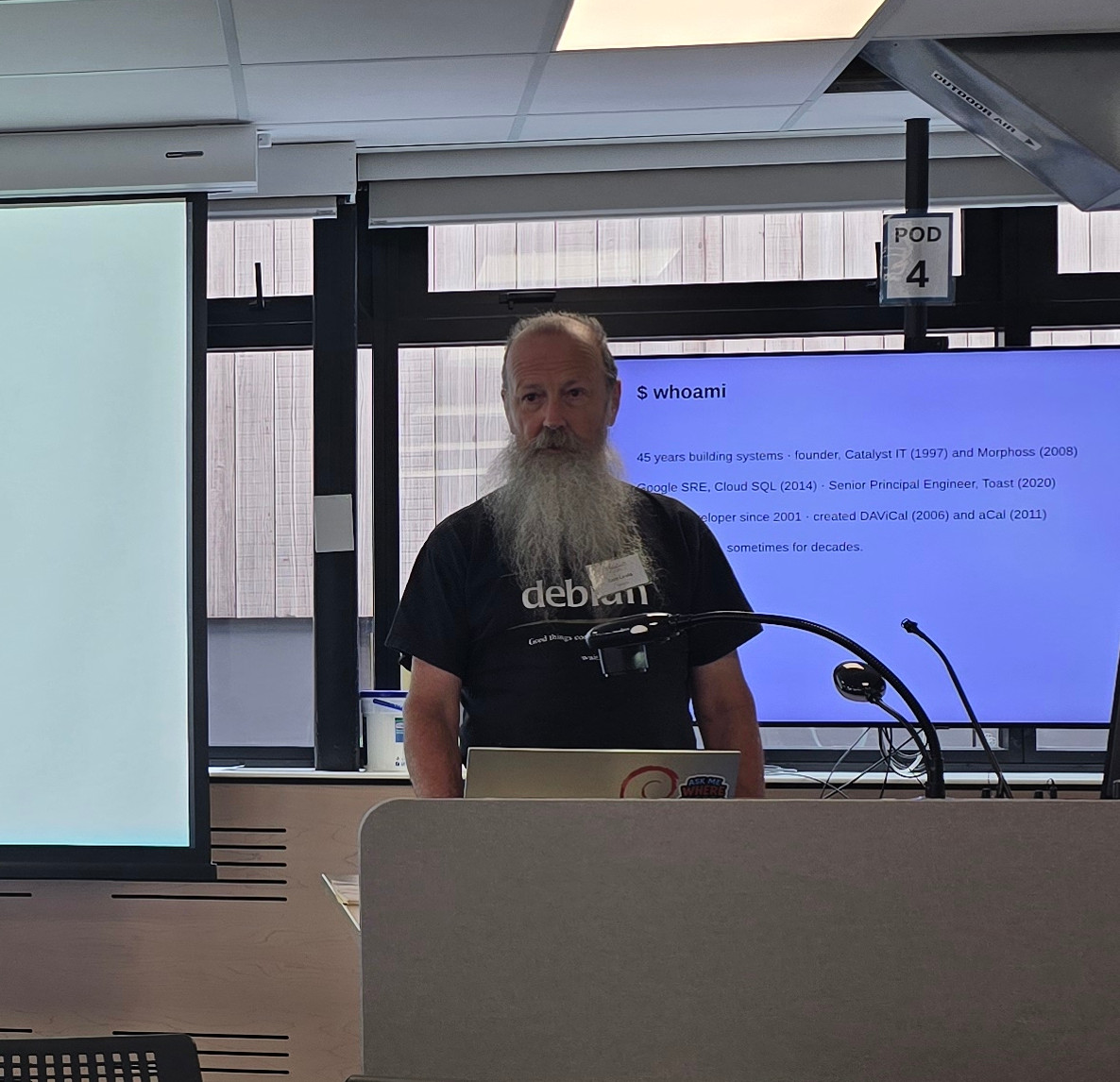 Andrew presenting at the afternoon bazaar at SFD Wellington 2026